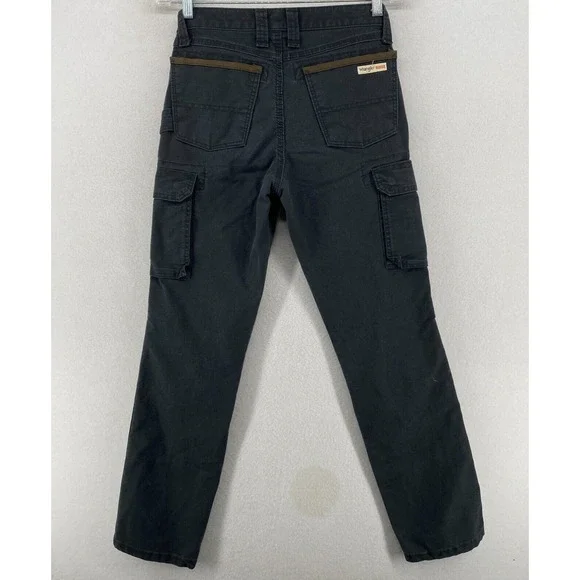 WRANGLER Pants Womens 2 x 32 Riggs Workwear Cargo Carpenter Ripstop Canvas Black - Picture 3 of 16